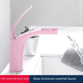 Household Wash Basin Copper Hot And Cold Water Faucet (Color: Pink)