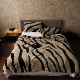 Altan Long-haired Rabbit Fur Short Velvet Cover Blanket Affordable Luxury Style (Option: Zebra Camel-Blanket 100x160cm)