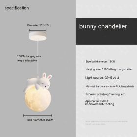 Children's Room Bedroom Bedside Chandelier (Option: Monochrome White Light-Bunny)