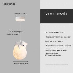 Children's Room Bedroom Bedside Chandelier (Option: Monochrome White Light-Bear)