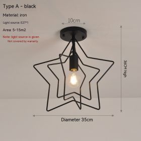 Ceiling Lamp Creative Five-pointed Star (Option: With LED Bulb-Black)